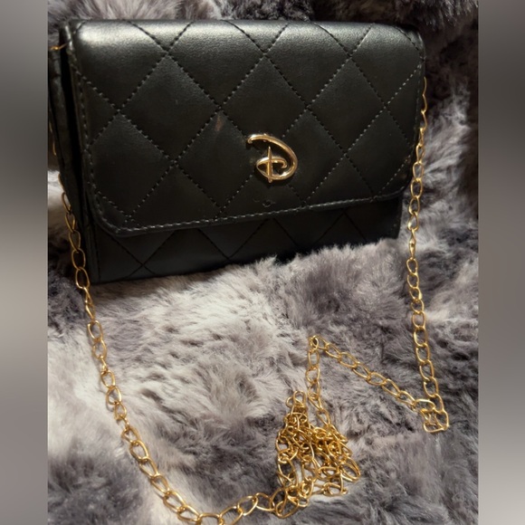 Buckle-Down Disney Signature D Logo quilted black vegan leather foldover wallet - Picture 6 of 6